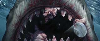 Painting by Jason Edmiston featuring the shark from JAWS.