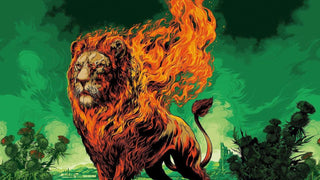 Illustration of a lion on fire by Ken Taylor