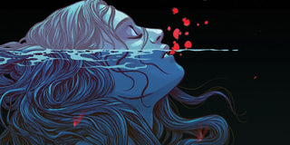 Illustration of a woman's head underwater by Becky Cloonan.